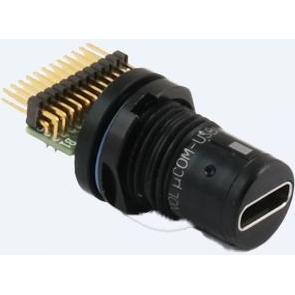 Amphenol-UCOMUSBCRPZN Connector USB Conn USB Type C RCP 24 POS 1.27mm Solder ST Thru-Hole 24 Terminal 1 Port
