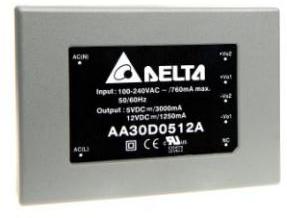 Delta Electronics-AA30T121205C Alimentation électrique CA en CC AC/DC Power Supply Triple-OUT 5V/12V/-12V 3A/1A/-0.25A 30W 7-Pin