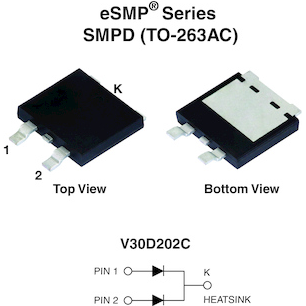 Vishay-V30D202C-M3/I Rectifiers Diode Schottky 200V 30A 3-Pin(3+Tab) SMPD T/R