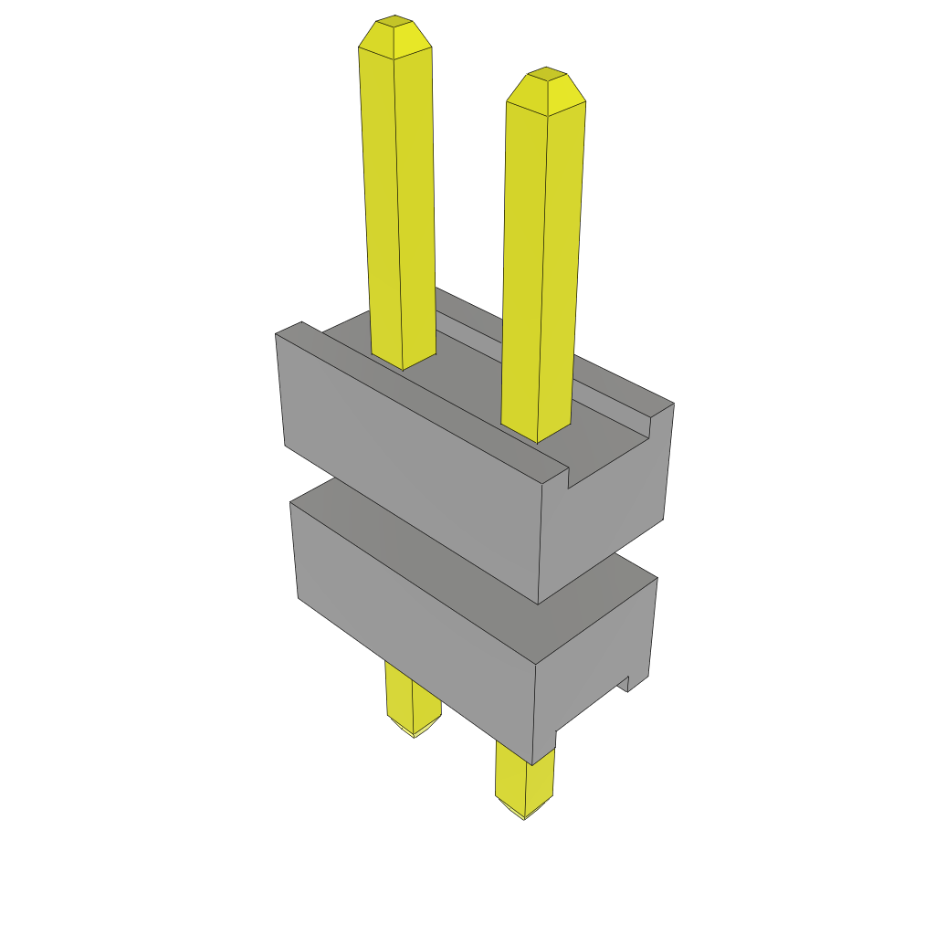 Samtec-TW-02-02-L-S-150-090 Connector Headers and PCB Receptacles Conn Board Stacker HDR 2 POS 2mm Solder ST Top Entry Thru-Hole Bulk