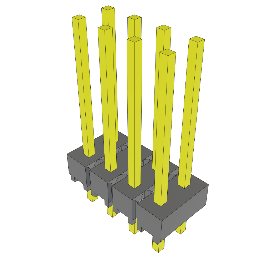 Samtec-MTSW-104-22-G-D-440 Cabezales del conector y receptáculos PCB Conn Unshrouded Header HDR 8 POS 2.54mm Solder ST Top Entry Thru-Hole Bulk