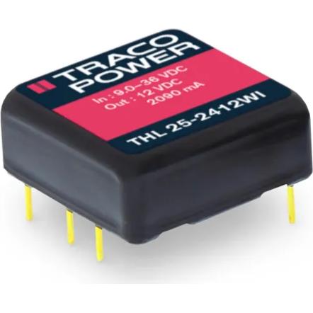 TRACO Electronic AG-THL 25-4812WI Convertitore da DC a DC e modulo di regolazione della commutazione Module DC-DC 48VIN 1-OUT 12V 2.09A 25W 6-Pin