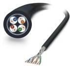 PHOENIX CONTACT-1423514 Cable Multi-Conductor By the meter, Network cable, Ethernet CAT7 (10 Gbps), shielded, PE-X halogen-free, black, 8-wire(4x2xAWG26/7, S/FTP), Color, single wire: White-blue, white-orange, white-green, white-brown, Cable length:100 m, For railway applications