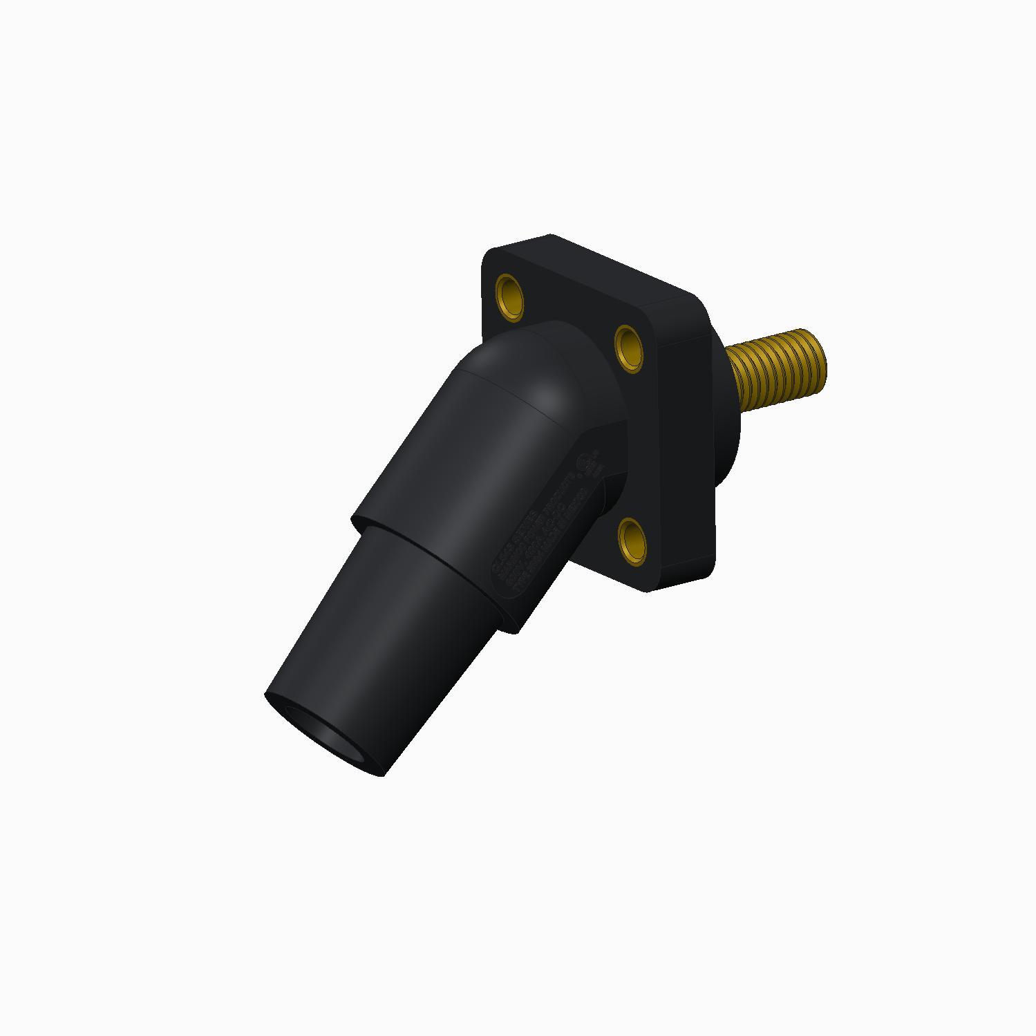 Marinco-CLS45FRSB-A Steckverbinder CLS 45 Degree Receptacle Panel Mount (400A / 600V) 1-1/8 Threaded Stud Female - Black (A)