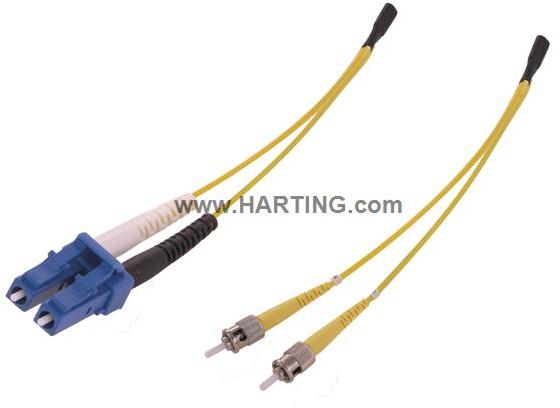 HARTING-33014120200008 Montaje de cables de fibra óptica Cable Assembly Fiber Optic 2m Duplex LC to 2(ST) 2 to 2 POS PL-PL