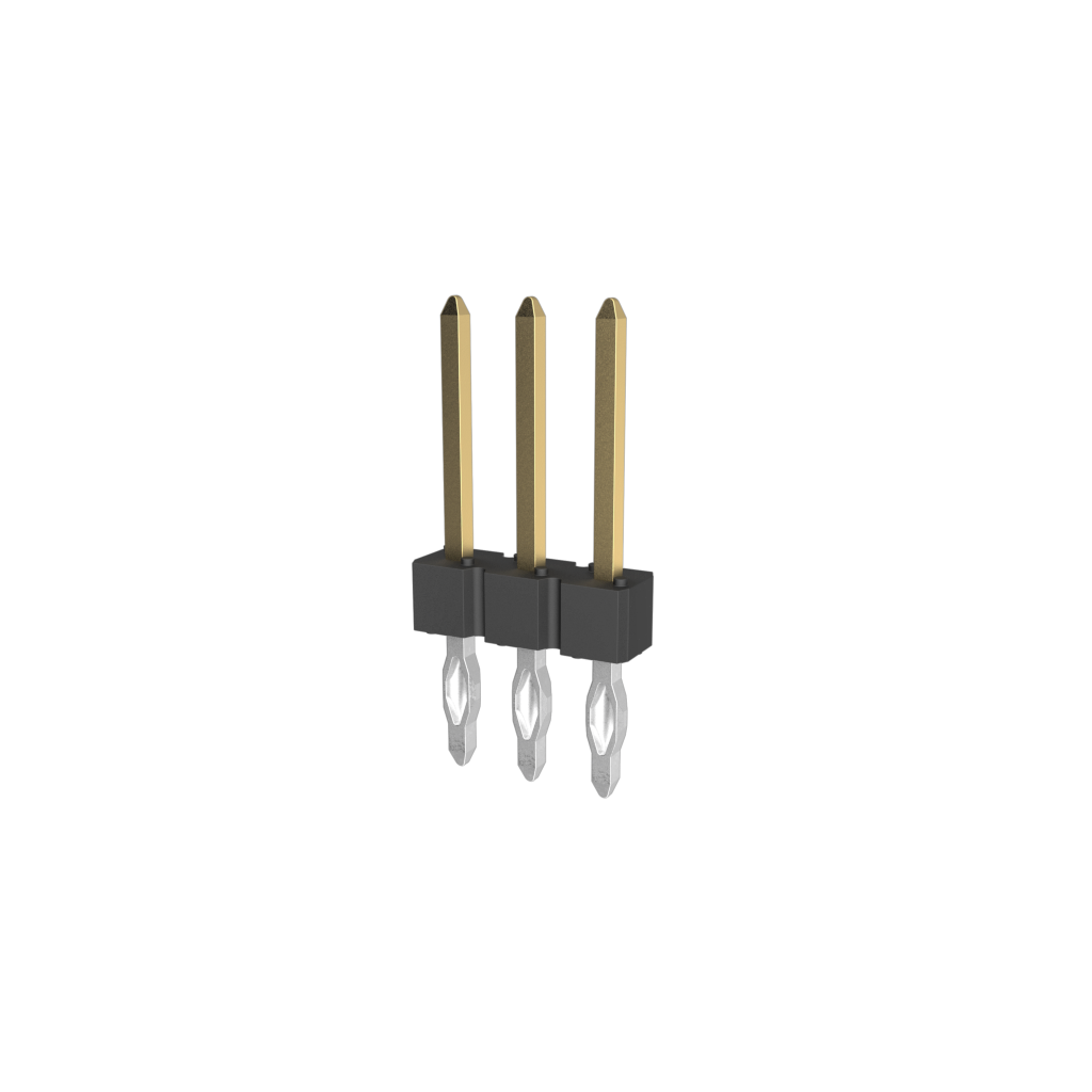Amphenol Communications Solutions-93689-101-03LF Piastre connettori e prese PCB BergStik®, Board to Board connector, Unshrouded Vertical Header, Press Fit, Single row , 3 Positions, 2.54mm (0.100in) Pitch