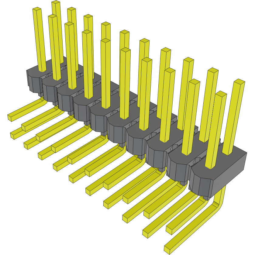 Samtec-MTSW-110-22-T-D-290-RA 连接器插头及 PCB 插座 Conn Unshrouded Header HDR 20 POS 2.54mm Solder RA Side Entry Thru-Hole Bulk