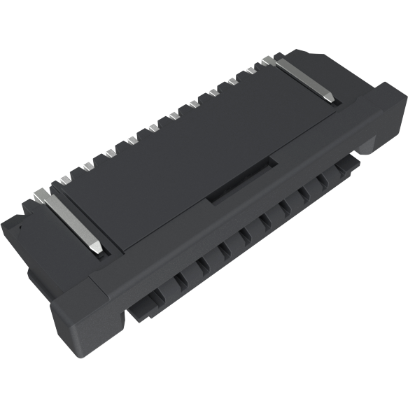 Amphenol Communications Solutions-SFW10R-5STE1LF FFC-FPC 连接器 1.00mm Flex Connector, SFW-R series, 10 Position, Down Side Contact, Side Entry Surface Mount ZIF CIC Connector, Lead Free