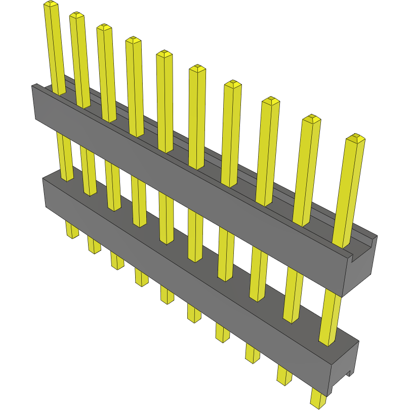 Samtec-DW-10-09-F-S-390 Cabezales del conector y receptáculos PCB Conn Board Stacker HDR 10 POS 2.54mm Solder ST Top Entry Thru-Hole Bulk