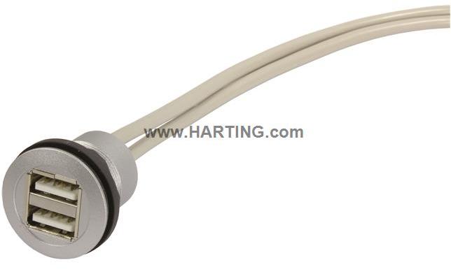 HARTING-09454521953 Cable Assembly USB har-port 2x USB 2.0 A-A 2,0m cable