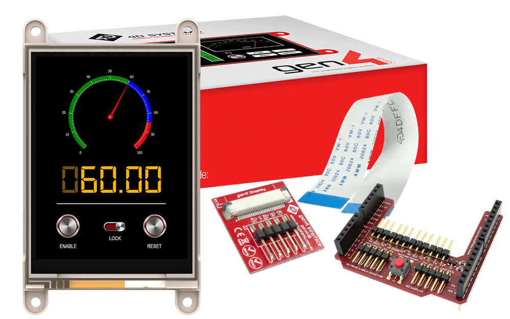 4D Systems-GEN4-ULCD-32D-AR TFT-Module 3.2" gen4 LCD pack for Arduino with gen4-uLCD-32D, Arduino Adaptor Shield + Cable