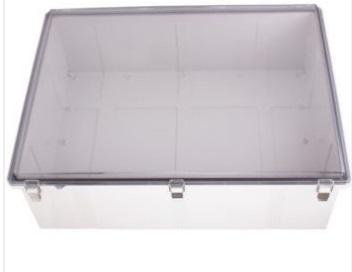 Bud Industries-PTQ-11077-C  Fiberglass Box with Stainless Steel Latch with clear cover 23.62x15.75x7.09