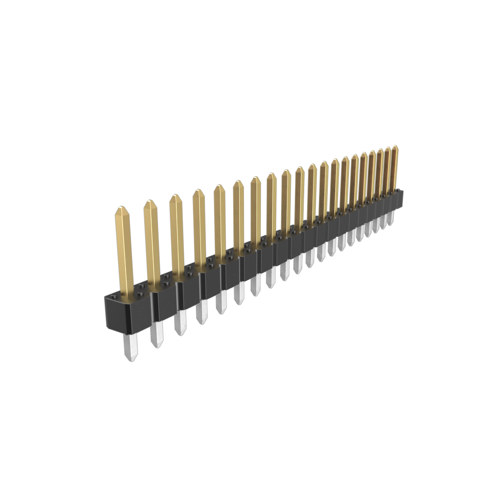 Amphenol Communications Solutions-68000-420HLF Connector Headers and PCB Receptacles BergStik®, Board to Board connector, Unshrouded Header, Through Hole, Single Row, 20 Positions, 2.54 mm Pitch, Vertical, 5.84 mm (0.23 in.) Mating, 2.41 mm (0.095 in.) Tail
