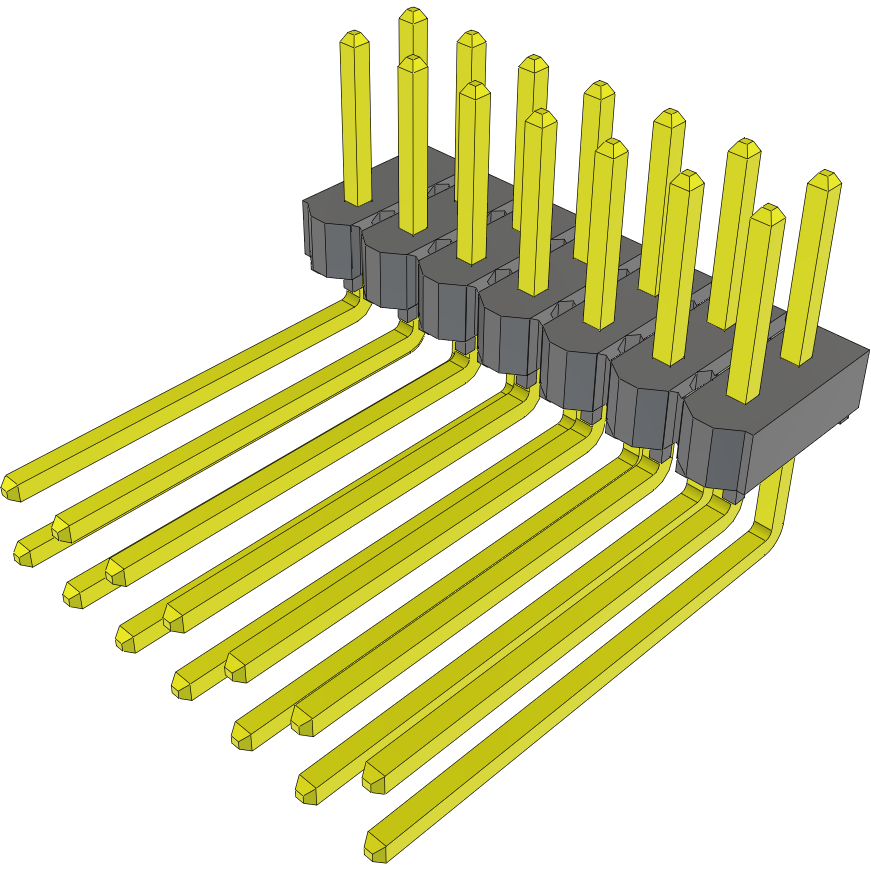 Samtec-HTSW-107-11-G-D-RA Steckverbinderleisten und Leiterplattenbuchsen Conn Unshrouded Header HDR 14 POS 2.54mm Solder RA Side Entry Thru-Hole Bulk