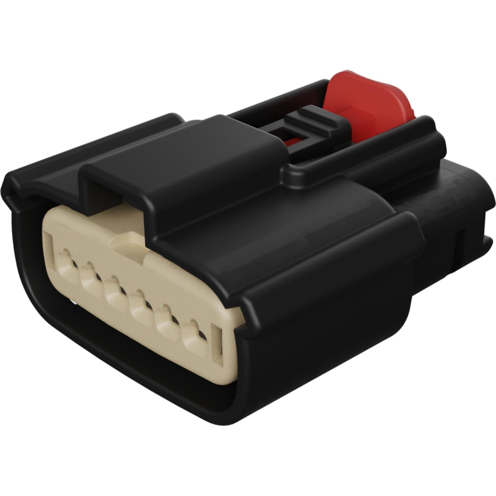 Molex-0334716006 Einzeladersteckverbinder, Gehäuse Mx150 Mat Sealed Female Connector Assembly, Single Row, 6 Circuits, Keying Option A, With Connector Position Assurance, Black
