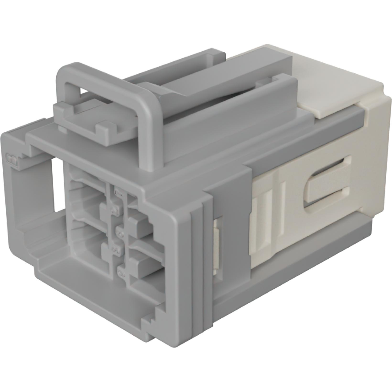 Molex-3000817508 分立接线罩连接器 MX150 Pass-Through Unsealed Receptacle, Dual Row, 6 Circuits, Stackable, Keying Option B, UL 94 HB, Stone Gray Housing