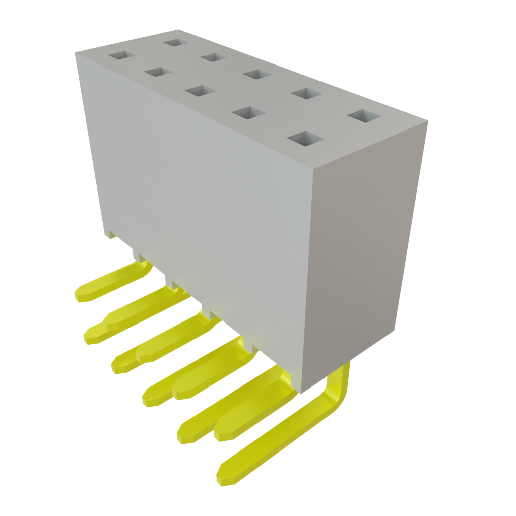 Samtec-SSW-105-02-L-D-RA Connector Headers and PCB Receptacles Conn Socket Strip SKT 10 POS 2.54mm Solder RA Side Entry Thru-Hole Layer