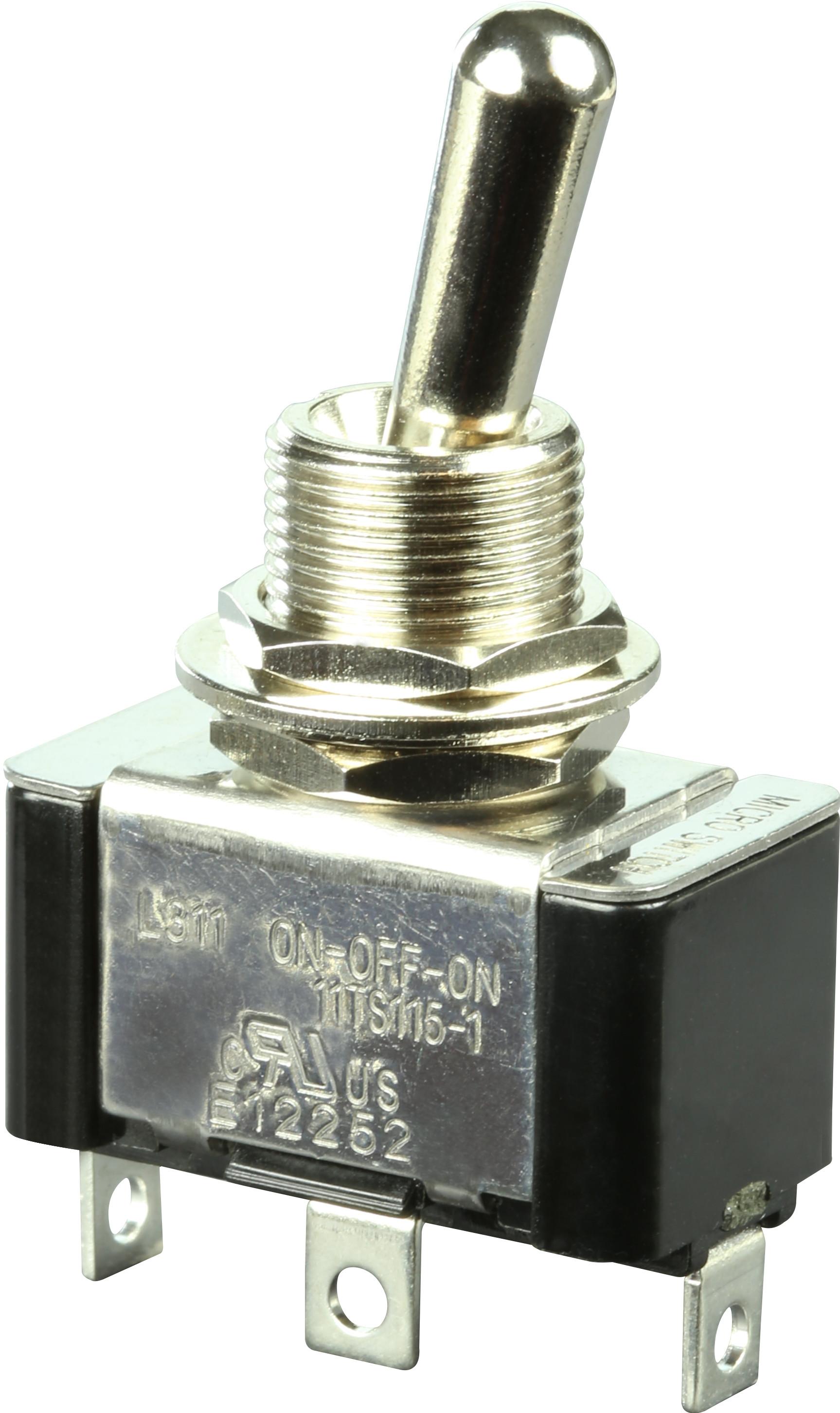 Honeywell-11TS115-1 Kippschalter Switch Toggle ON OFF ON SPDT Round Lever Solder Lug 20A 277VAC 559.27VA Panel Mount with Threads