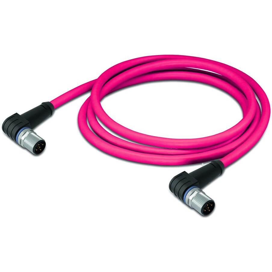 WAGO-756-1604/060-020 Andere Kabelbaugruppen Sercos Cable, Angled, 2 m, fitted on one End, D-coded, M12 plug, Angled, one free Cable End