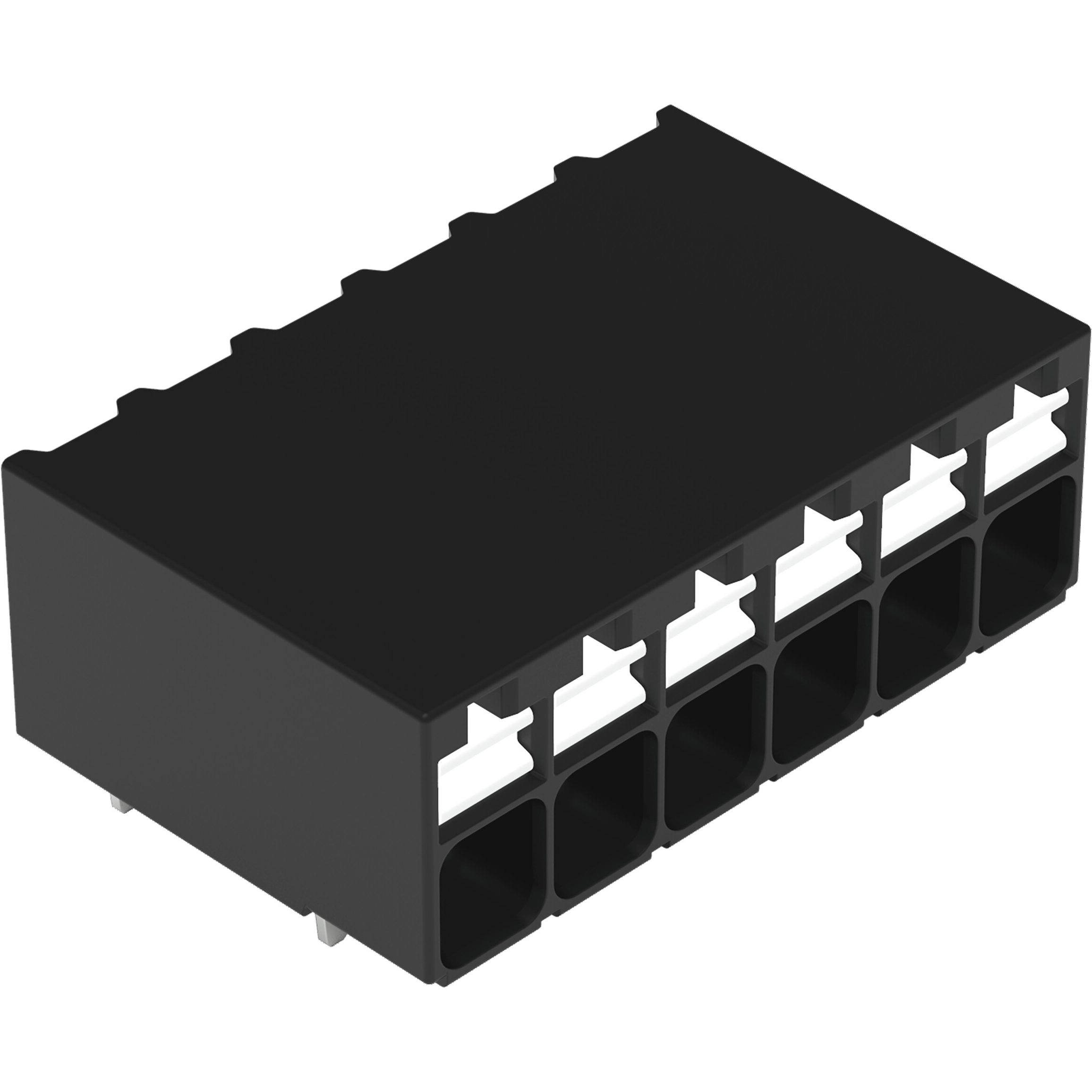 WAGO-2086-1206/300-000 Steckverbinder, Klemmenblöcke THR PCB terminal block, push-button, 1.5 mm2, Pin spacing 3.5 mm, 6-pole, Push-in CAGE CLAMP, Solder pin length 1.5 mm, 1,50 mm2, black