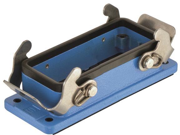 HARTING-09365161301 Steckverbinderzubehör Connector Accessories Bulkhead Mounted Housing Straight Zinc Die Cast Blue Han®