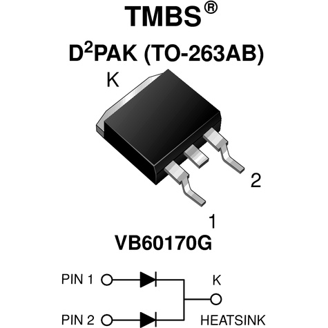 Vishay-VB60170G-E3/8W Rectifiers Diode Schottky 170V 60A 3-Pin(2+Tab) TO-263AB T/R