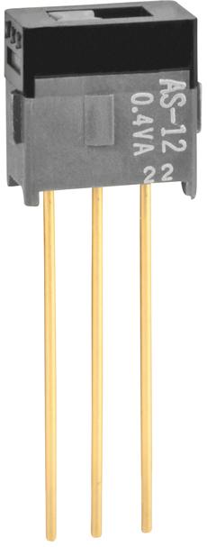 NKK Switches-AS12BP Interruttore a slitta Switch Slide ON None ON SPDT Flush Slide 0.1A 28VAC 28VDC 0.4VA 50000Cycles PC Pins Thru-Hole