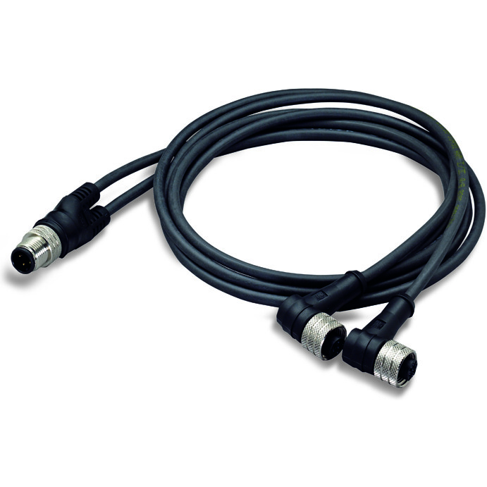 WAGO-756-5517/040-010 Assemblage de câble autre Sensor/Actuator Distribution Cable, fitted on both ends, 4-pole, 2 x M12 socket, angled, M12 plug, straight, 1 m