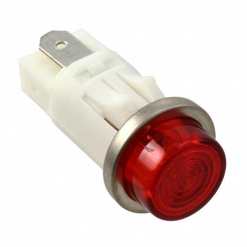 Visual Communications-1051QC1 Panel Mount Indicators Panel Mount Indicator Round 0.5" Neon 250V Tab Red