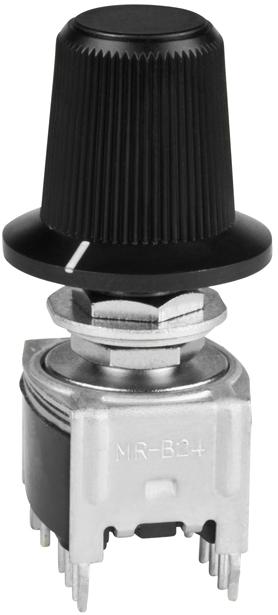 NKK Switches-MRB24B-CA Switch Rotary Switch Rotary ON ON ON DP3T 3 Knob Shaft PC Pins 0.1A 28VAC 28VDC 0.4VA