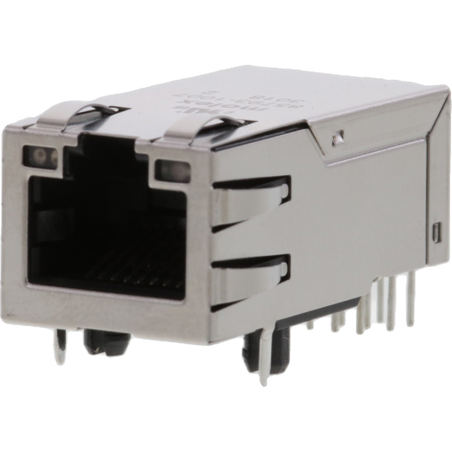 Molex-0857931007 Raccordement téléphone et télécom Conn RJ-45 F 8 POS Solder RA Thru-Hole 16 Terminal 1 Port Cat 5e Tray