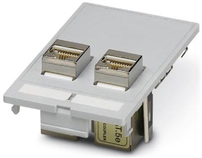 PHOENIX CONTACT-1657766 Altri connettori Front plate with contact inserts, plastic with shroud, 2x RJ socket/socket