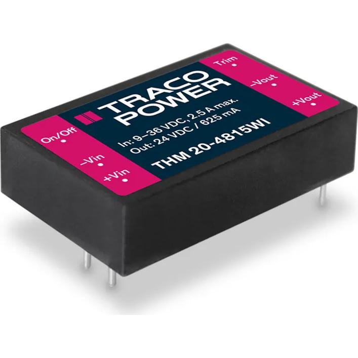 TRACO Electronic AG-THM 20-2412WI DC/DC-Wandler und Spannungsreglermodul Module DC-DC 24VIN 1-OUT 12V 1.67A 20W 5-Pin