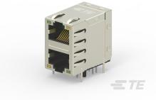 TE Connectivity-2301997-5 电话及电信连接器 Conn RJ-45 RCP 16 POS 1.27mm Solder RA Thru-Hole 20 Terminal 2 Port Cat 5 Tray