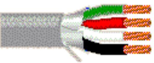 Belden-5302FE 008500 Kabel, Mehrleiter Shielded Multi-Conductor Cable Tape/Foil Polypropylene 4Conductors 18AWG 4.77mm 300V Gray Polyvinyl Chloride 152.4m