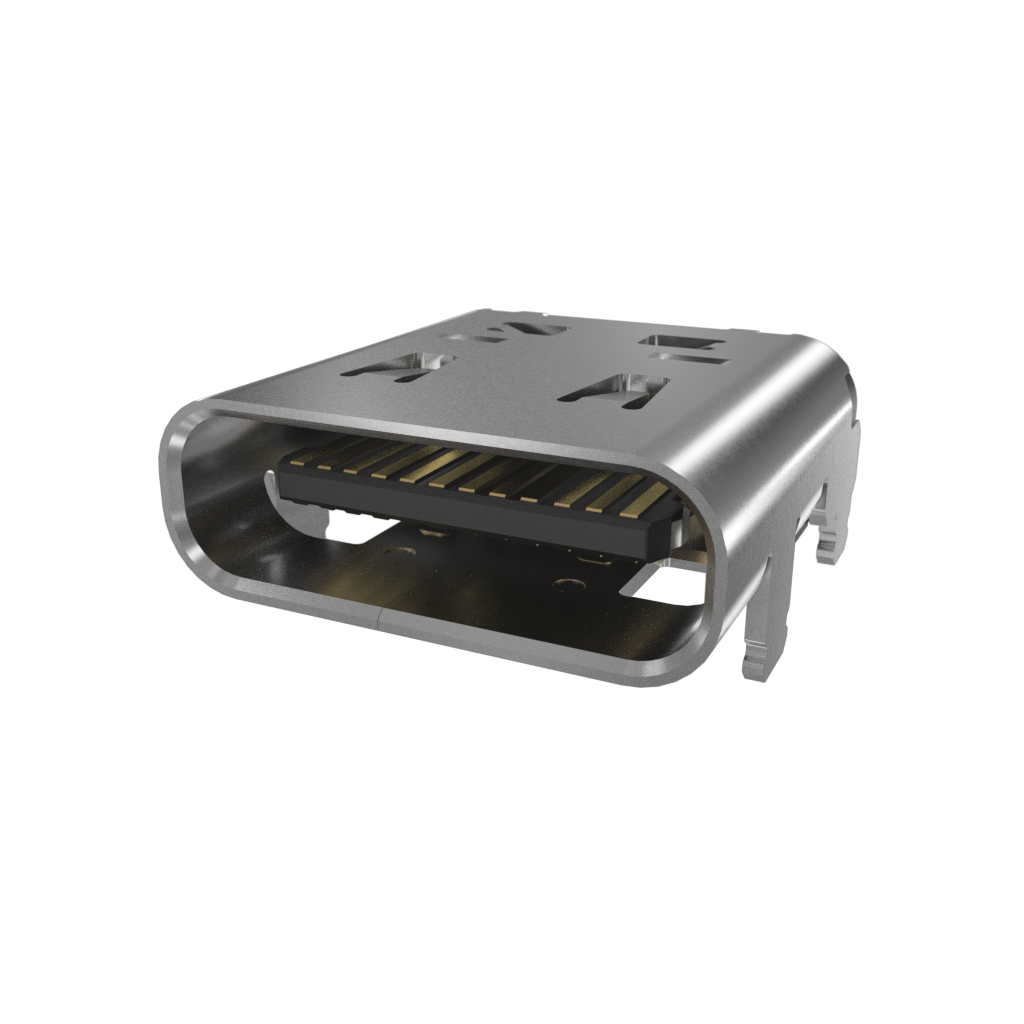 Amphenol-12402076E512A Connector USB Conn USB 4.0 Type C RCP 24 POS 0.25mm Solder RA SMD 24 Terminal 1 Port T/R