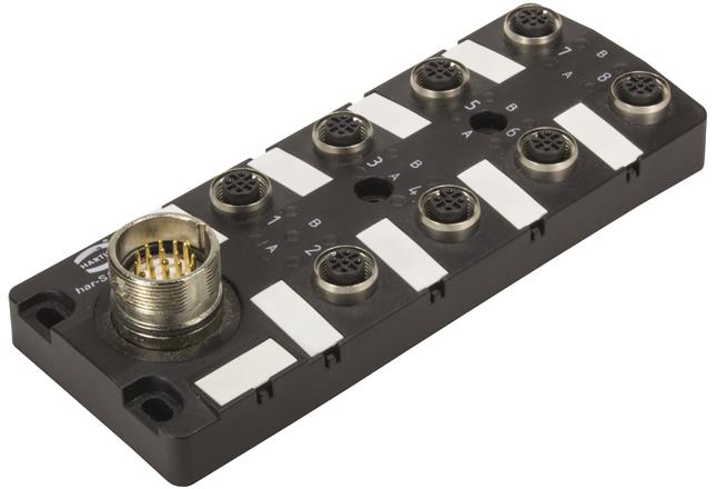 HARTING-090700322200 null Sensor/Actuator Box PNP Wiring 5 Pole M12 8 Port to M23