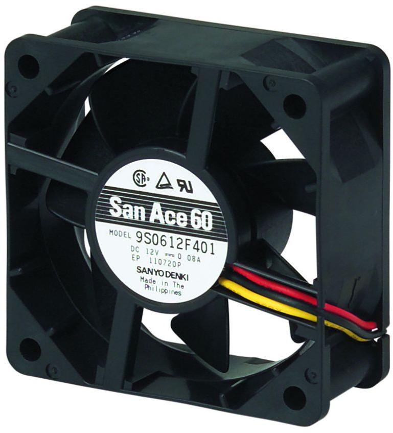 SANYO DENKI-9S0612P4H01 Gebläse und Lüfter DC Fan Axial Ball Bearing 12V 10.8V to 13.2V 24dB 60 X 60 X 25mm Sensor