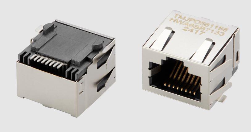 Taoglas-TMJPD561188HWA6SB7133 Connector Telephone and Telecom Conn RJ-45 F 8 POS 1.02mm Solder RA SMD 8 Terminal 1 Port Cat 5e