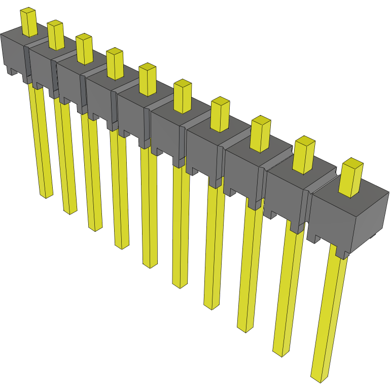 Samtec-MTSW-110-08-T-S-060 Cabezales del conector y receptáculos PCB Conn Unshrouded Header HDR 10 POS 2.54mm Solder ST Top Entry Thru-Hole Bulk