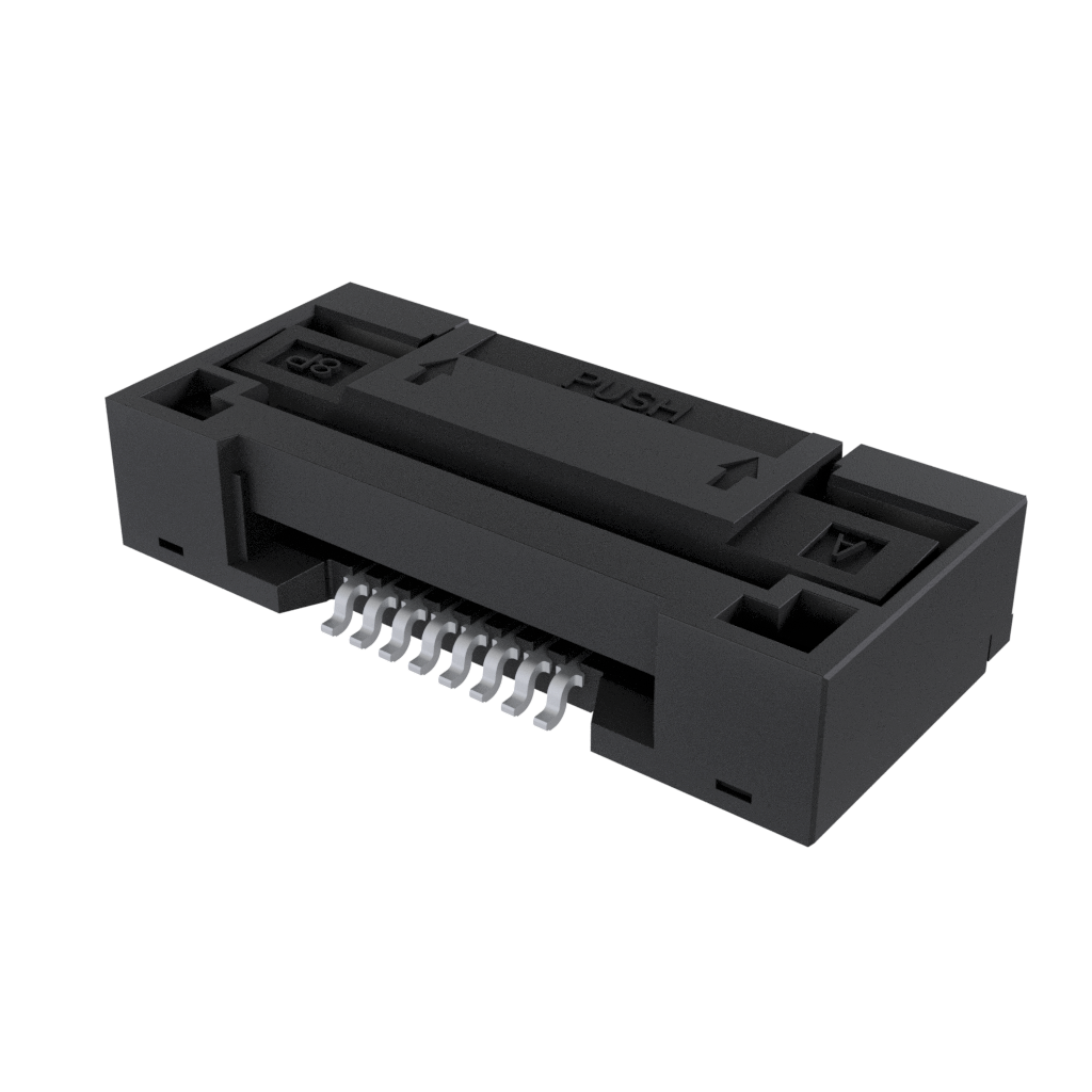 Amphenol Communications Solutions-F3081B7F121008E200 Steckverbinder, FFC-FPC Conn FFC/FPC Connector SKT 8 POS 0.5mm Solder RA SMD T/R