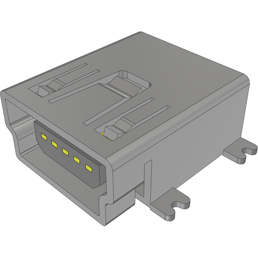 Samtec-MUSB-05-F-B-SM-A-R-TR Connector USB Conn Mini USB 2.0 Type B RCP 5 POS 0.8mm Solder RA SMD 5 Terminal 1 Port T/R