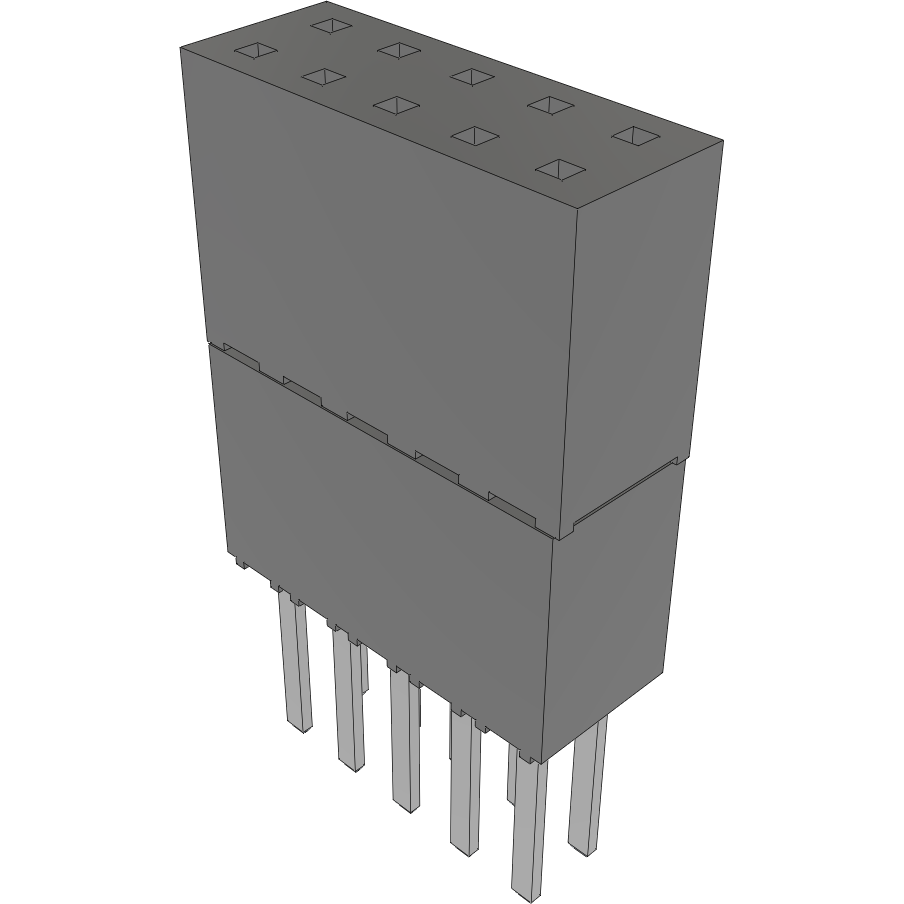 Samtec-ESW-105-34-L-D Connector Headers and PCB Receptacles Conn Elevated Socket SKT 10 POS 2.54mm Solder ST Top Entry Thru-Hole Tube