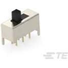 TE Connectivity-1825289-1 Coulisse de commutateur Switch Slide ON None ON DPDT Top Slide 0.3A 125VAC PC Pins Bracket Mount/Through Hole Tray