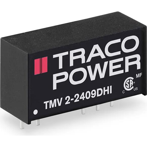 TRACO Electronic AG-TMV 2-2412DHI Convertidor de CC a CC y módulo del regulador de conmutación Module DC-DC 24VIN 2-OUT -12V/12V 0.084A/0.084A 2W 5-Pin SIP Module