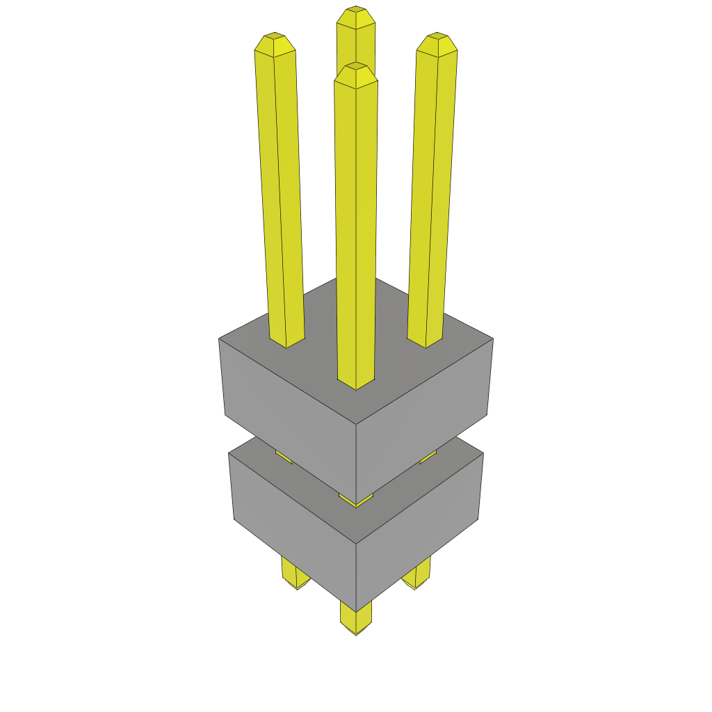Samtec-TW-02-03-G-D-200-085 Piastre connettori e prese PCB Conn Board Stacker HDR 4 POS 2mm Solder ST Top Entry Thru-Hole Bulk