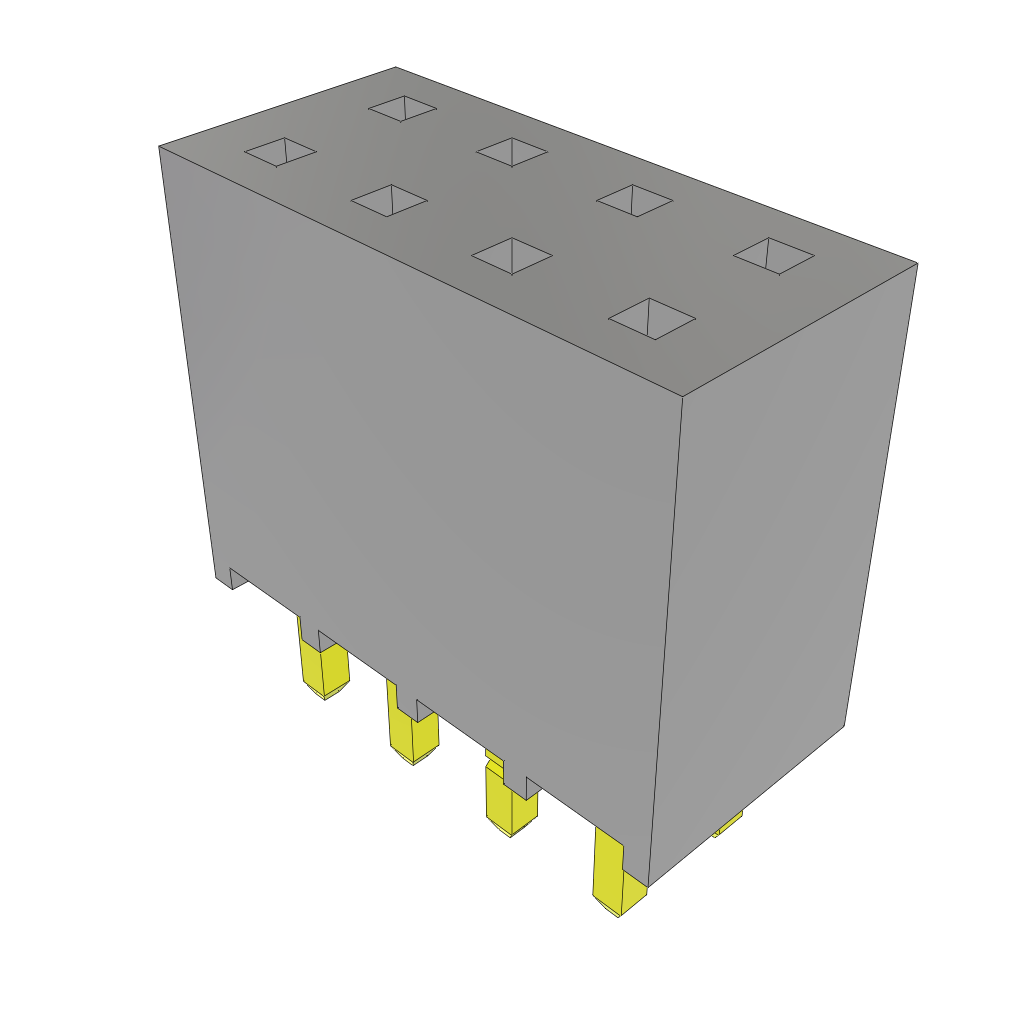 Samtec-SSQ-104-01-S-D-LL Embases de raccordement et réceptacles PCB Conn Socket Strip SKT 8 POS 2.54mm Solder ST Top Entry Thru-Hole Bulk