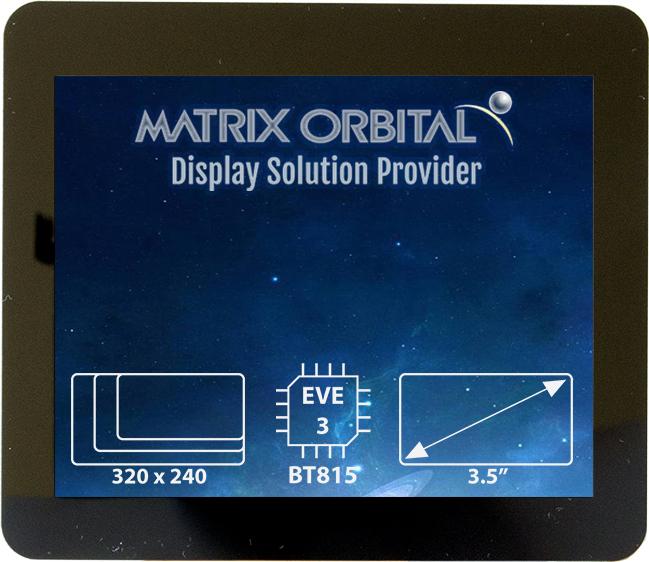 Matrix Orbital-EVE3-35G-BLM-TPC-F32 TFT-Module 3.5in TFT SVGA 800x600Pixels SPI 600cd/m2 -20°C to 70°C