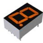 Rohm-LA-601ELS Pantallas LED segmentadas Display Segmented Module 1DIGIT 8LED Hi-Bright. Orange CC 10-Pin DIP Module Film