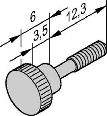 Schroff GmbH-21101749 null Collar Screw, knurled Head Short (M2.5x12.3), Brass Nickel Plated